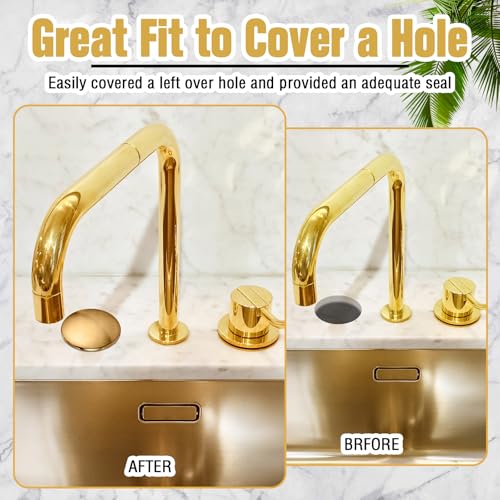 LEIFIDE 2 Pcs Kitchen Sink Faucet Hole Cover, Antique Gold - color: Antique Gold