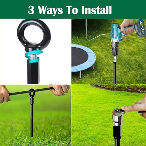18 inch Ground Anchors Srew in Heavy Duty, Earth Shed Anchor Kit, Trampoline Stake Hook for Dirt, Swing Sets, Playset, Tent, Canopy, Carport, Hurricane, Mobile Home Tie Down, 4pcs - size: 4 Pack