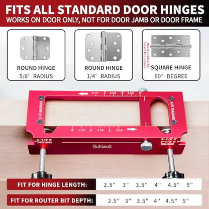 Door Hinge Jig, Aluminum Alloy Door Hinge Router Template Kit