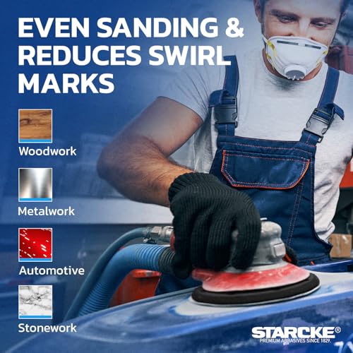 STARCKE 5 Inch 8-Hole Hook and Loop Sanding Discs 220 Grit 100 Pack
