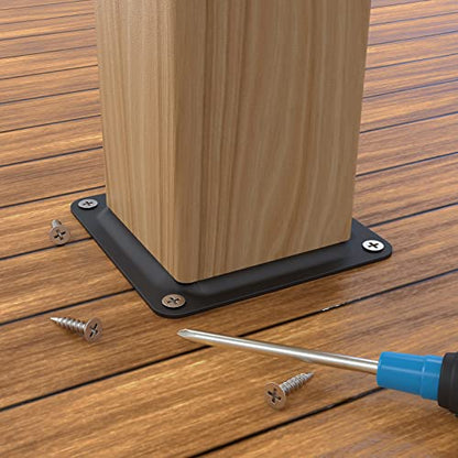 ForoGore 4" x 4" Wood Post Plate Connector, Powder-Coated Decking Post Base - size: 8 PCS
