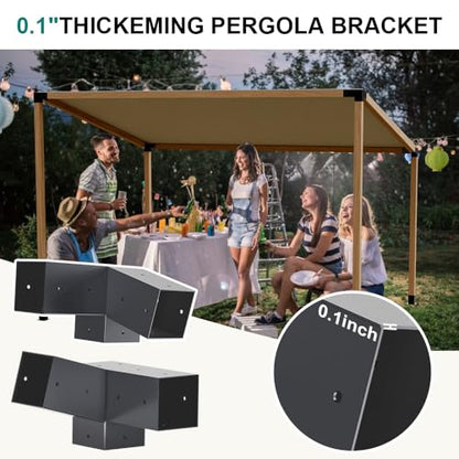Pergola Brackets, 75° Pergola Brackets 15° Corner Bracket with Post Base Gazebo Kit for 4x4'' (Actual 3.5x3.5 in) Wooden Beams Lumber Gazebos Patio Sheds - size: 2P 75° Bracket + 2P 15° Bracket + 4P Base