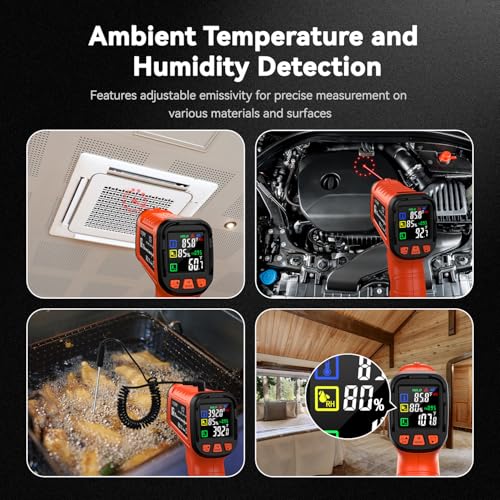 Infrared Thermometer Temperature Gun 1796°F 16:1 Laser - color: -58°F to 1796°F, Orange