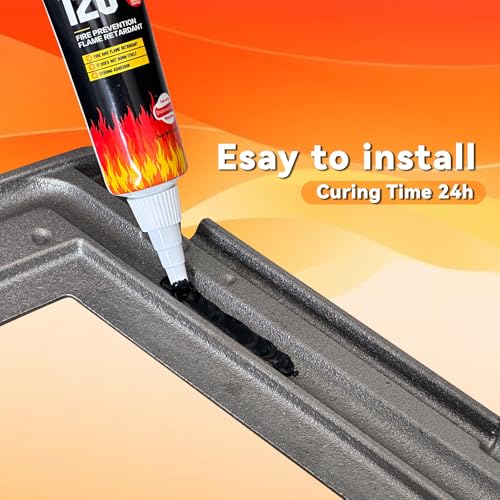 Wood Stove Door Gasket Cement, 850°F RTV High Heat Silicone Sealant, High Temperature Resistance Silicone Material Adhesive, Black, 100ml