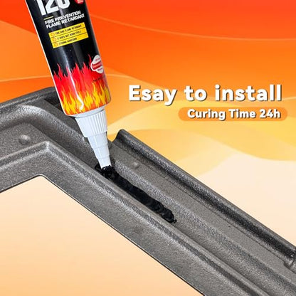 Wood Stove Door Gasket Cement, 850°F RTV High Heat Silicone Sealant, High Temperature Resistance Silicone Material Adhesive, Black, 100ml