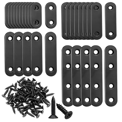 mankk 86PCS Stainless Steel Straight Flat Metal Bracket,Mending Plates - color: Black-36/46/56/76mm