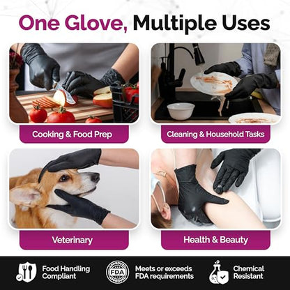 GripProtect Precise Black Nitrile Gloves 4 Mil, Chemical Resistant Gloves - size: Medium (100 Count)