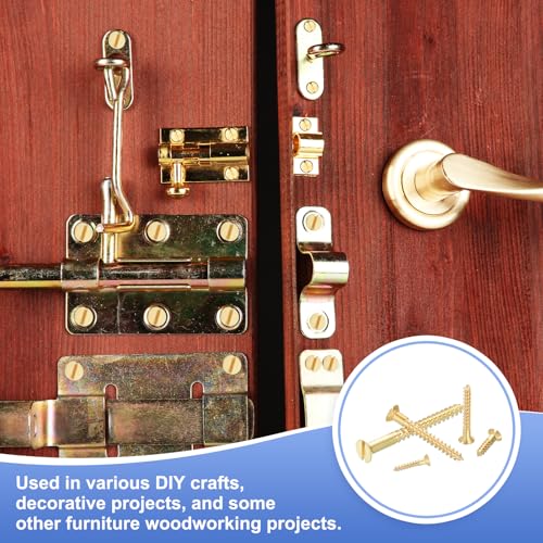MECCANIXITY 20 Pcs Brass Screws, M3 x 10mm Solid Slotted Drive Flat Head Self-Tapping Wood Screw Fasteners for Woodworking Furniture Repair Photo Frame Drywall Home Appliances, Gold - size: M3 x 10mm