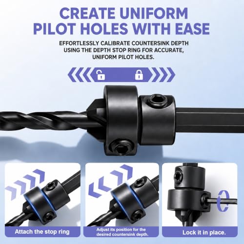 Countersink Drill Bit Set 22PCS with 20 Wood Plugs & 80 Screws for Wood