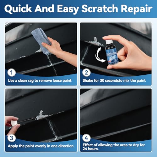 SENVEN Boat Paint Touch Up Pen High-Gloss Boat Scratch Repair Marine Topside Bottom Enamel Marine Repair for Boats, Wood, Fiberglass, Aluminum, Metals Black White 30ml - color: Black