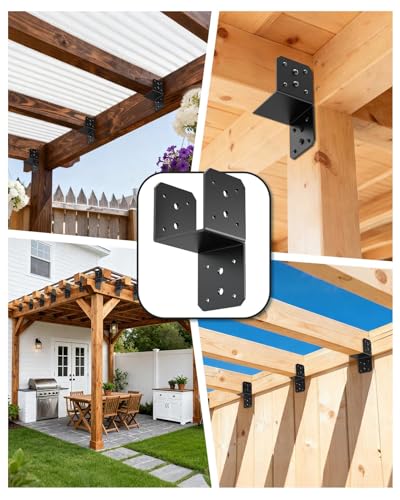 4x4 Hanger Bracket, T Post Caps Brackets for Wood, Black-4PCS - color: Black-4PCS