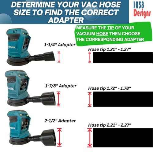 Sander Vacuum Adapter for most Makita Sanders - Shop Vac Attachment for Dust Collection Hose (1-7/8") by 1058Designs - size: 1-7/8"