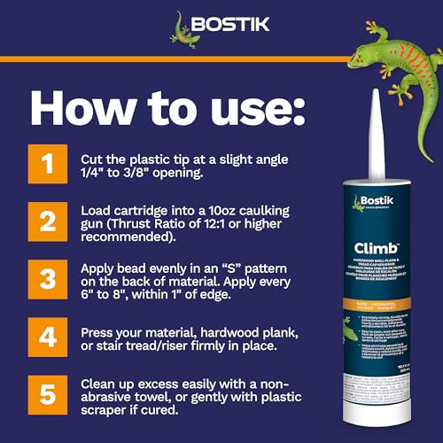 BOSTIK Climb 10.1oz Premium Adhesive Glue for Medium Floor & - 1 Cartridge