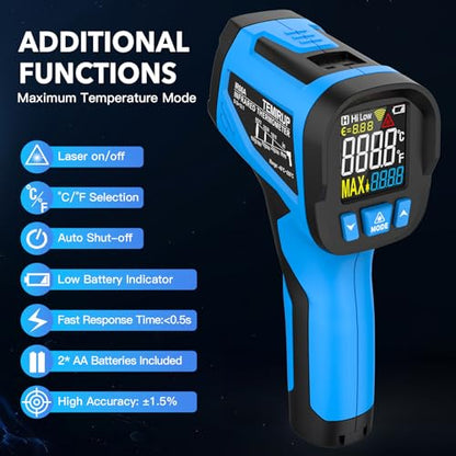 Infrared Thermometer Temperature Gun with Color LCD, IR Temp Gun -40℉~1202℉
