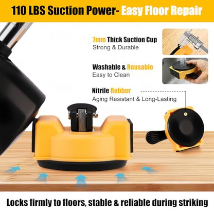 Heavy Duty Floor Gap Repair Tool：Double Tapping,2.8" Suction Cup,with 5Pcs Sticky Pads & 1 Removal Tools, Suitable Repair for Textured Wood,Lvp Vinyl&Laminate Flooring M-Size - size: M