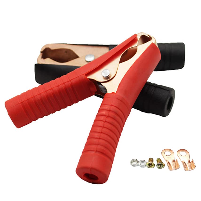 Jumper Cables Clamp 50-100A for Charging and Testing Batteries Crocodile Clamp Car Battery Charger Clamps Power Replacement Battery Alligator Clips - color: Copper plating