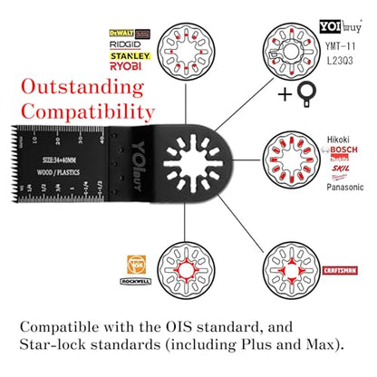 20 Pcs Oscillating Tool Blades Combination Pack with 3 Types Tools for Wood and Soft Metal Compatible with Star-Lock Tools