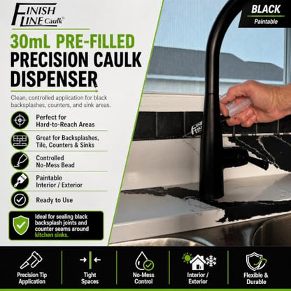 30mL Pre-Filled Precision Caulk Applicator Black 5-Pack - color: Black