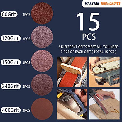 15 Pcs 3 x 21 Inch Assorted Aluminum Oxide Sanding Belt,80/120/150/240/400 Grit - size: 3x21(15pcs)
