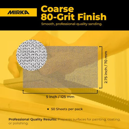 Mirka Abranet 2.75x5 Inch 80 Grit Mesh Sanding Sheets, Hook & Loop, 50 Pack - size: Grit 80