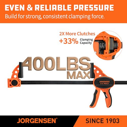 Jorgensen 24" E-Z Hold Medium-Duty Bar Clamps, 400 lbs Load Limit, 2-Pack - size: 24 Inch