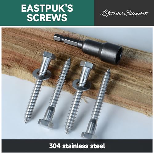 (15Sets) 1/4" x 4" Hex Head Lag Bolts, Heavy Duty Lag Screws with Washers, 304 Stainless Steel 18-8, 1/4 Bolt for Wood, Fully Threaded - size: 1/4" x 4"