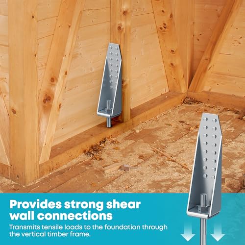 12 Pcs Steel Holdown Shearwall Attachment, Heavy Duty Tension Galvanized Deck Tie Bolted Holdown with Hot Dipped for Fixing Anchor, Thk: 3mm, Silver (12 Pcs) - color: 12 Pcs