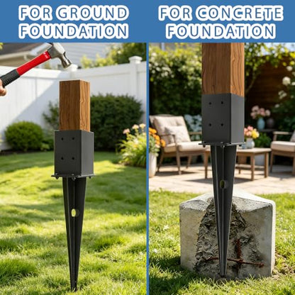 2 Pcs 22" 4"x 4‘’ Fence Post Anchor Ground Spike(Fit3.6"x 3.6")Post - size: 22 Inch