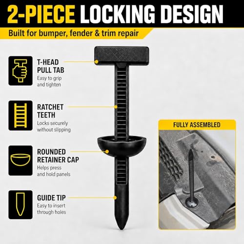 100 PCS Cable Tie Buckle, Nylon Universal Cable Tie Buckle Fasteners for Bumper, Fender Liner, Splash Shield, Auto Trim Panel Repair, Reusable Heavy Duty Automotive Retainer Clips with Storage Box