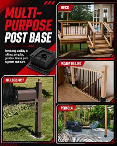 4-Pack 4x4 Edge-Mount Post Base Brackets, Wall-Flush 2-Side Flange