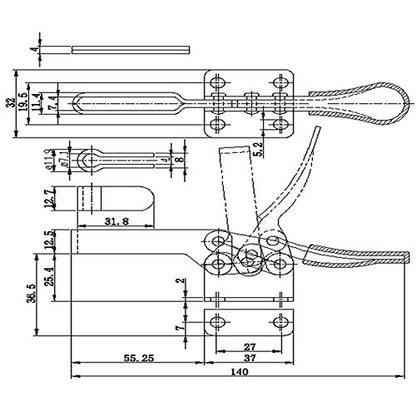 E-TING 4pcs Hand Tool 201B Toggle Clamp 198Lbs Horizontal Clamp