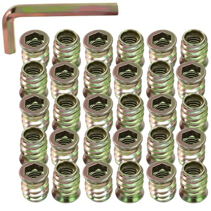 20 Pcs 3/8"-16x 20mm Threaded Inserts for Wood - size: 3/8"-16x 20mm