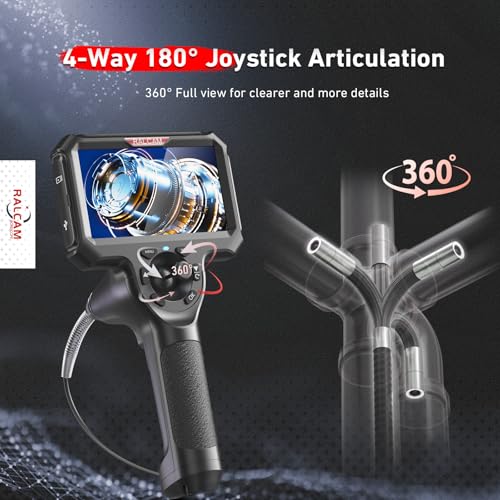 Ralcam 4-Way 360° Articulating Borescope for Mechanic Automotive HVAC Wall - size: 6.2mm