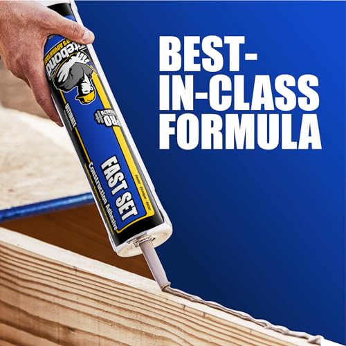 Titebond Fast Set Construction Adhesive 28 Oz. (12 Pack) – Bonds Wood, Metal, Concrete, Stone, Brick, Masonry, Drywall, Plastic & Foam Fast Strength, Waterproof – 4222