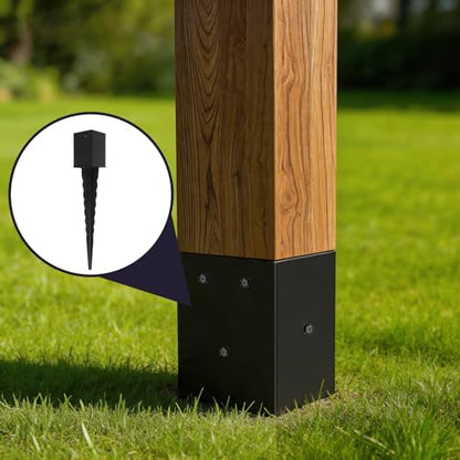 1Pcs 24"Fence Post Anchor Ground Spike| Black Powder-Coated| 4"x4" - size: 24"