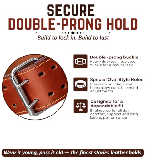 2.75-Inch Full Grain Leather Tool Belt for Work Professionals - size: 35"-45"