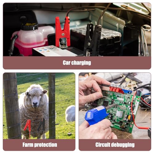 3.3FT Electric Fence Wire Alligator Clips, Electric Fence Kit Connect Energizer, and Electric Fence Charger Solar Powered Electric Fence for Energizer to Fence Wire & Ground System, 2Pcs