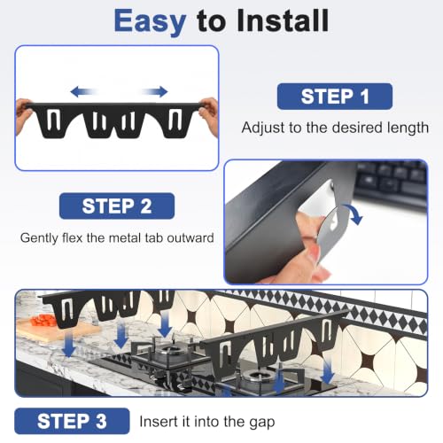 Stove Gap Covers Stainless Steel, Stove Gap Guard Between Stove and Counter - color: Black