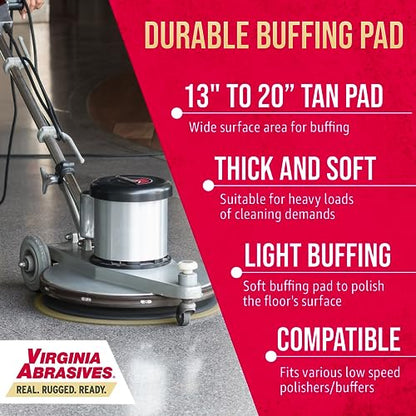 Tan Floor Maintenance Pads, Light Buffing, Cleaning & Scrubbing, 15" 5 Pack - color: Tan, size: 15"