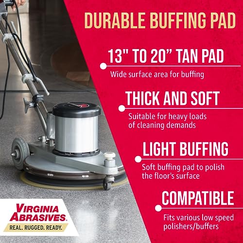 Tan Floor Maintenance Pads, Light Buffing, Cleaning & Scrubbing, 17" 5 Pack - color: Tan, size: 17"