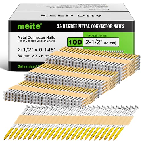 meite 35° Joist Hanger Nails 2-1/2'' x 0.148'' Hot-dip Galvanized 1,000PCS - size: 2-1/2 Inch