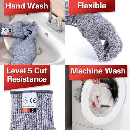 THOMEN 4 PCS (M+L) Cut Resistant Gloves Level 5 Protection for Kitchen, Upgrade Safety Anti Cutting Gloves for Meat Cutting - size: Large, style: Original-2 Pairs