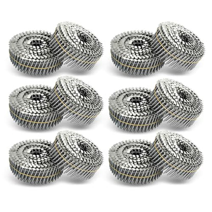 waltyotur 3600 Count Stainless Steel Coil Roofing Ring Shank Siding Nails 15-Degree Collated Wire Coil 2-1/2 Inch, 0.09 Inch Ring Shank, Small Cap Coil Stud Siding Nails - size: 2-1/2 Inch x 0.09 Inch