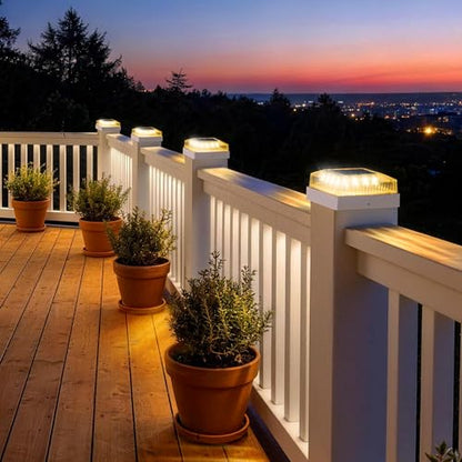 Solar Post Cap Lights for 4x4 Wood/Vinyl Fence Posts, 12-Pack - color: White, size: 12 Pack