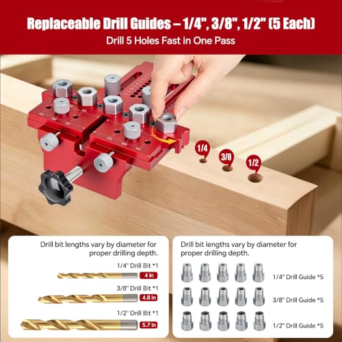 Dowel Jig Kit w/Position Stop & Clamp for Multi-Joint Straight Holes