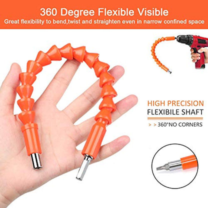 Flexible Drill Bit Extension, 1/4 Hex Shank Drill Extension 21 PCS - color: Orange