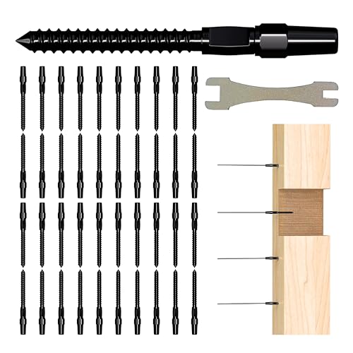 20 Pair Black Cable Railing Kit, Invisible Crimp Fitting Hardware, Right & Left Handed Thread Swage Lag Screws for Wood Post of 1/8" T316 Steel Railing System, HF016BL - color: Black