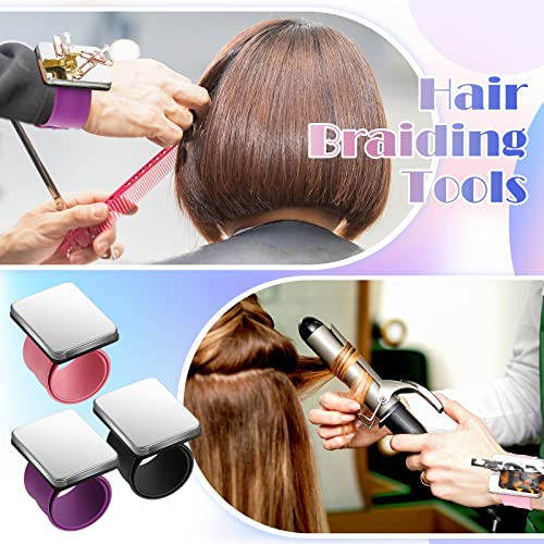 Jexine 3 Pcs Magnetic Pin Holder Magnetic Wristband for Hair Stylist Wrist Sewing Pincushion Hair Clips Collector Bobby Pin Magnet Holder for Braiding Quilting Supply (Square)