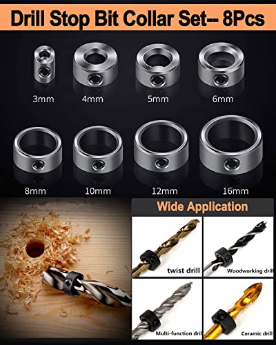 34 Pack Woodworking Chamfer Drill Bit Set with Countersink Bits