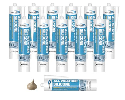Bond It All Weather Silicone, Silicone Sealant, 10 oz, Pack of 12, Beige - color: Beige